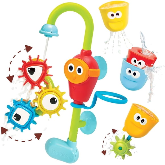 Juguetes de baño para niños pequeños Yookidoo Bay de 1 a 3 años con 3 tazas, engranajes