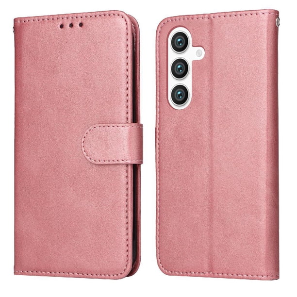 Funda Billetera para Samsung Galaxy S25 con Porta Tarjetas y Soporte Ajustable Rosa