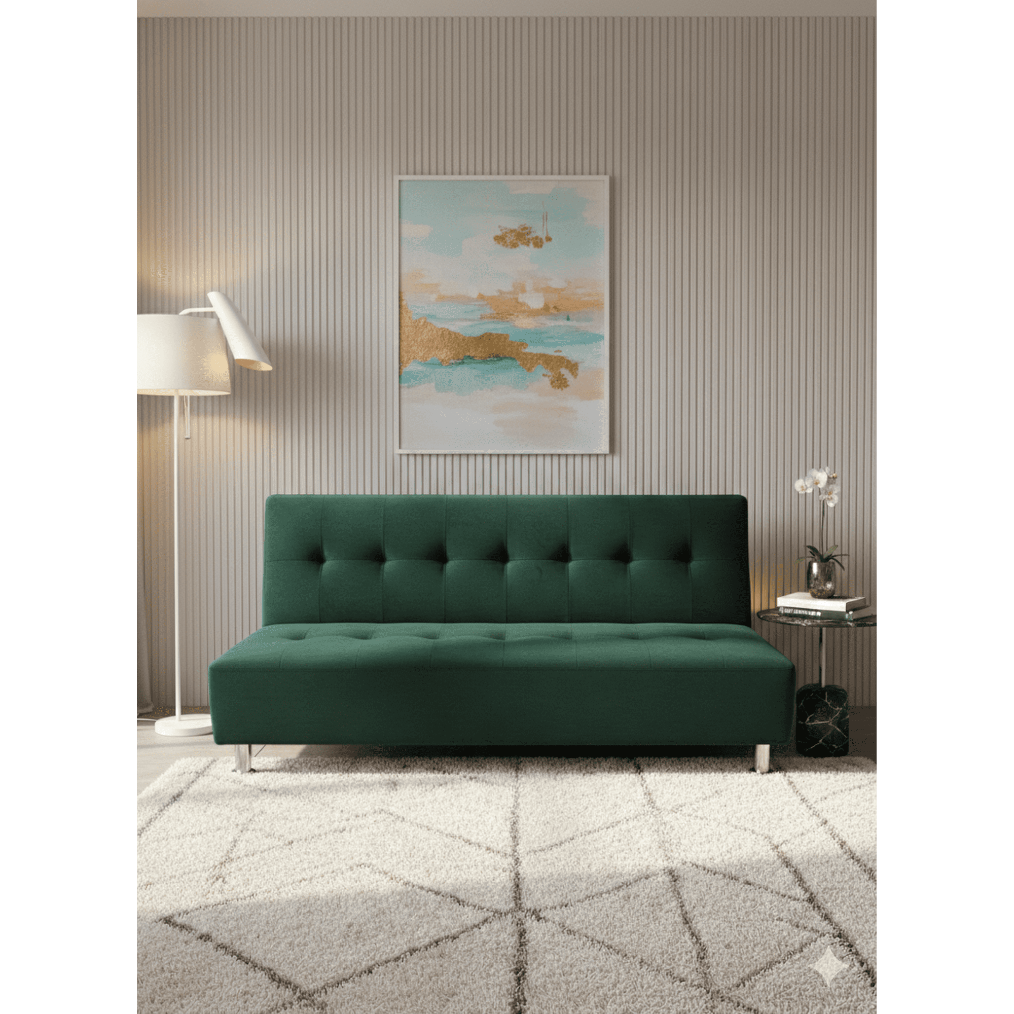 Muebles New - Sofa Cama New Verde Felpa