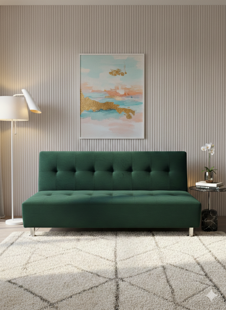 Muebles New - Sofa Cama New Verde Felpa