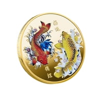 Magideal - Moneda De La Suerte De Pez Koi Chino, Símbolo Chino, Regalo Para Entusiastas, Decoración De Estantería, Carpa Multicolor