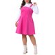 thumbnail image 2 of Agnes Orinda Disfraces de Halloween para Mujer Tallas Grandes Vestido Corto de Pana Pichi Vestidos en General Falda con Tirantes y Bolsillo 3X Rosa Fucsia, 2 of 5