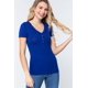 thumbnail image 1 of Saronite Camiseta Básica de Punto Henley de Manga Corta con Cuello en V, Estilo Realeza (para Mujer), 1 of 4