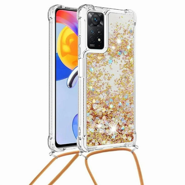 Funda FOXDOCK para Xiaomi Redmi Note 11 Pro 4G/5G con Cuerda Ajustable, Brillo Líquido, Protección Antigolpes y Lente – Ideal para Regalo