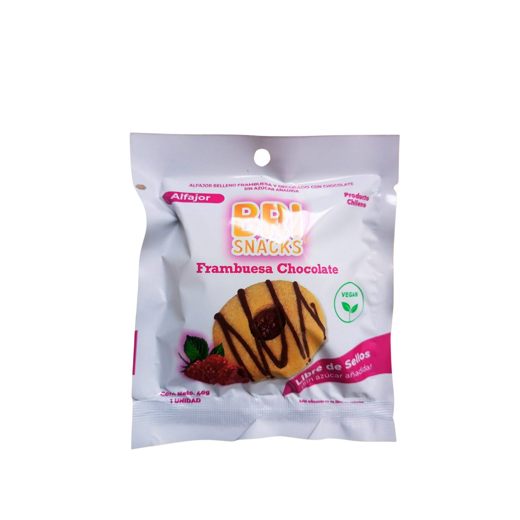 Caja Alfajores Vegano Frambuesa 40g Brisnacks 15 Unidades