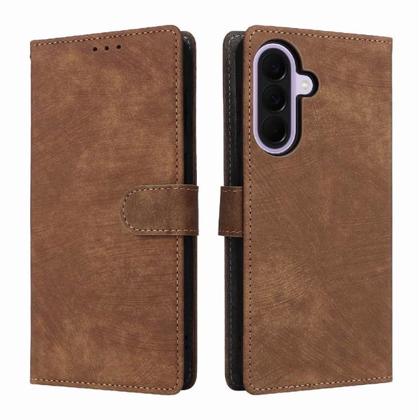 Funda Billetera para Samsung Galaxy A57 5G con Soporte - Cartera de Cuero con Ranuras Marrón