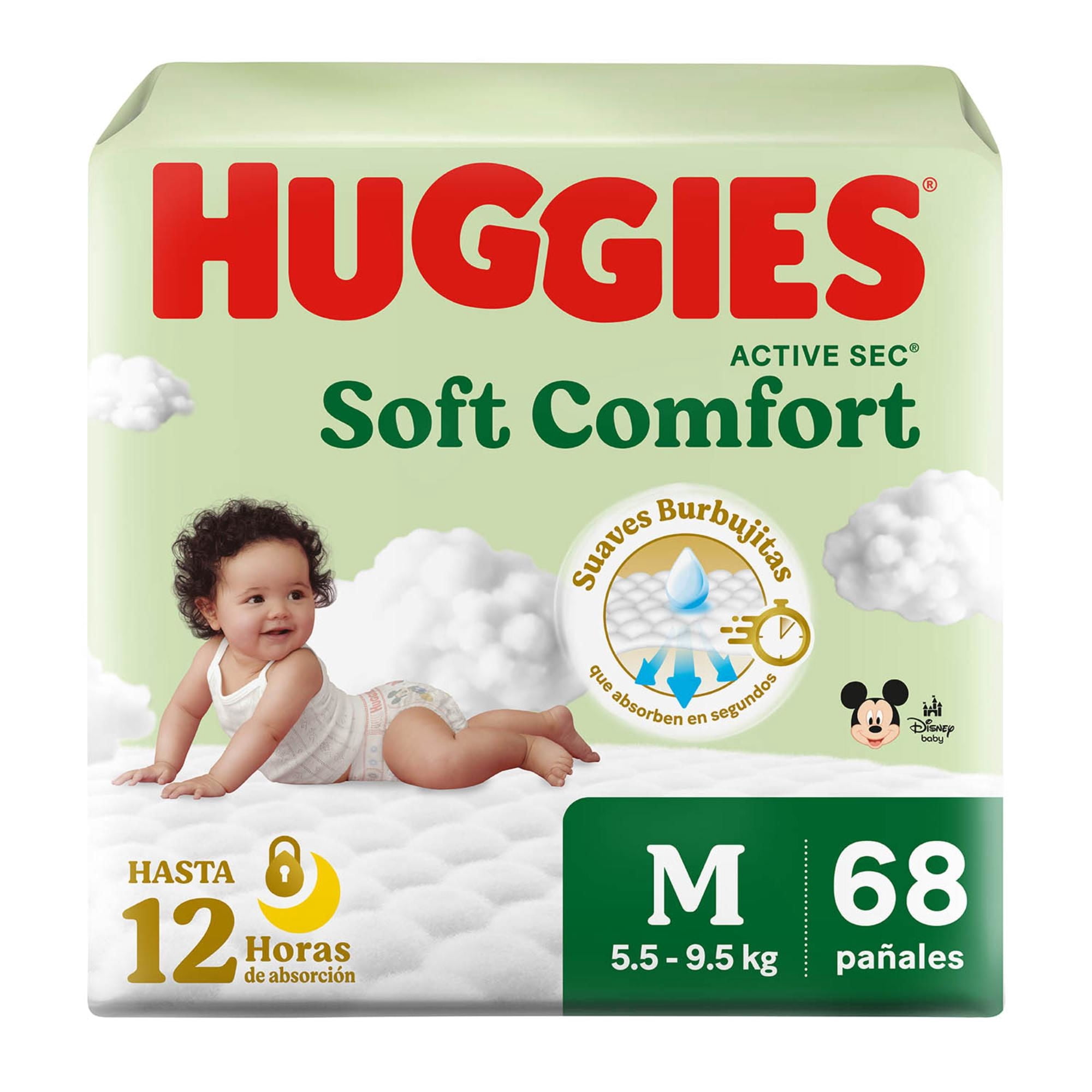 Pañales Soft Comfort 2/m 68 Un Huggies