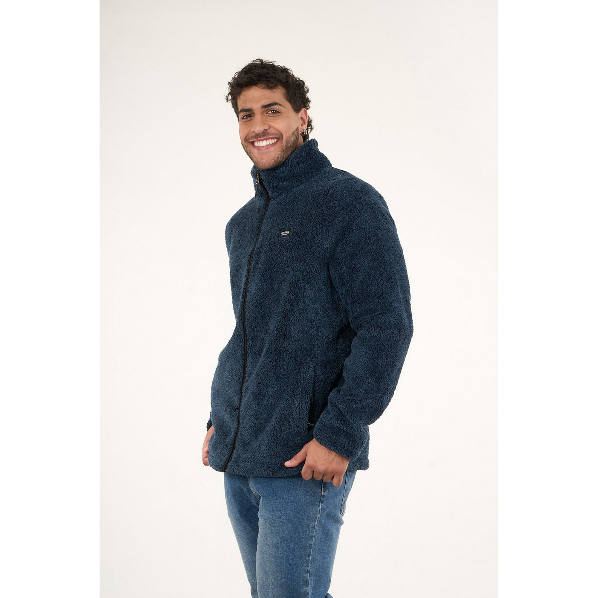 Polemic - Poleron Bonded Shaggy Sin Gorro Azul Wi8700