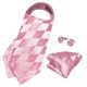 thumbnail image 2 of Corbatón Ascot grueso de seda elegante para hombre. Modelo Rosado Rombos, 2 of 3