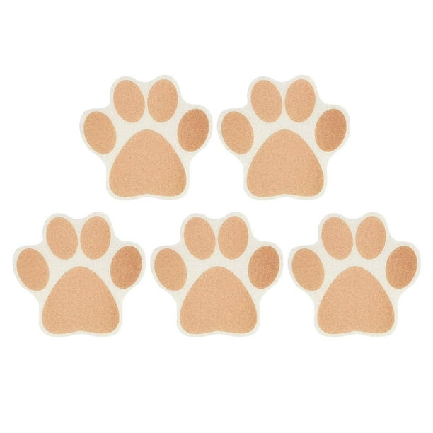 5 Pegatinas Antideslizantes Para Bañera Con Estampado De Pata De Perro, Color Marrón, Pequeño