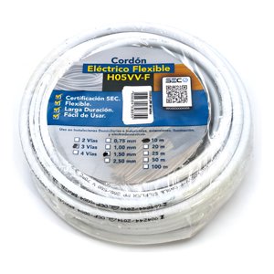 Cable Cordón Eléctrico Sil Flexible 3X1,50Mm2 10M Blanco Sec Blanco