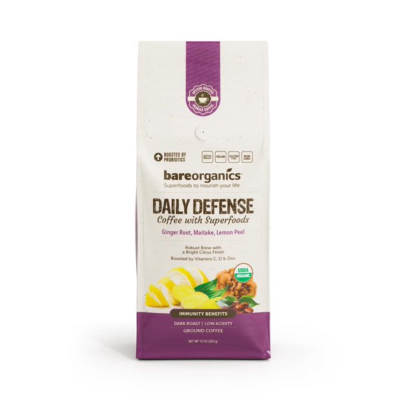 Café BareOrganics Artesanal DAILY DEFENSE, 300 ml, tostado oscuro