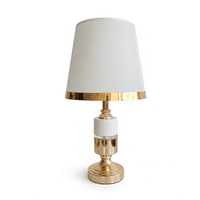 Genérica - Lámpara De Velador Mesa Decoración Dormitorio Living Blanca Con Dorado Minimalista E27 Pack De 2