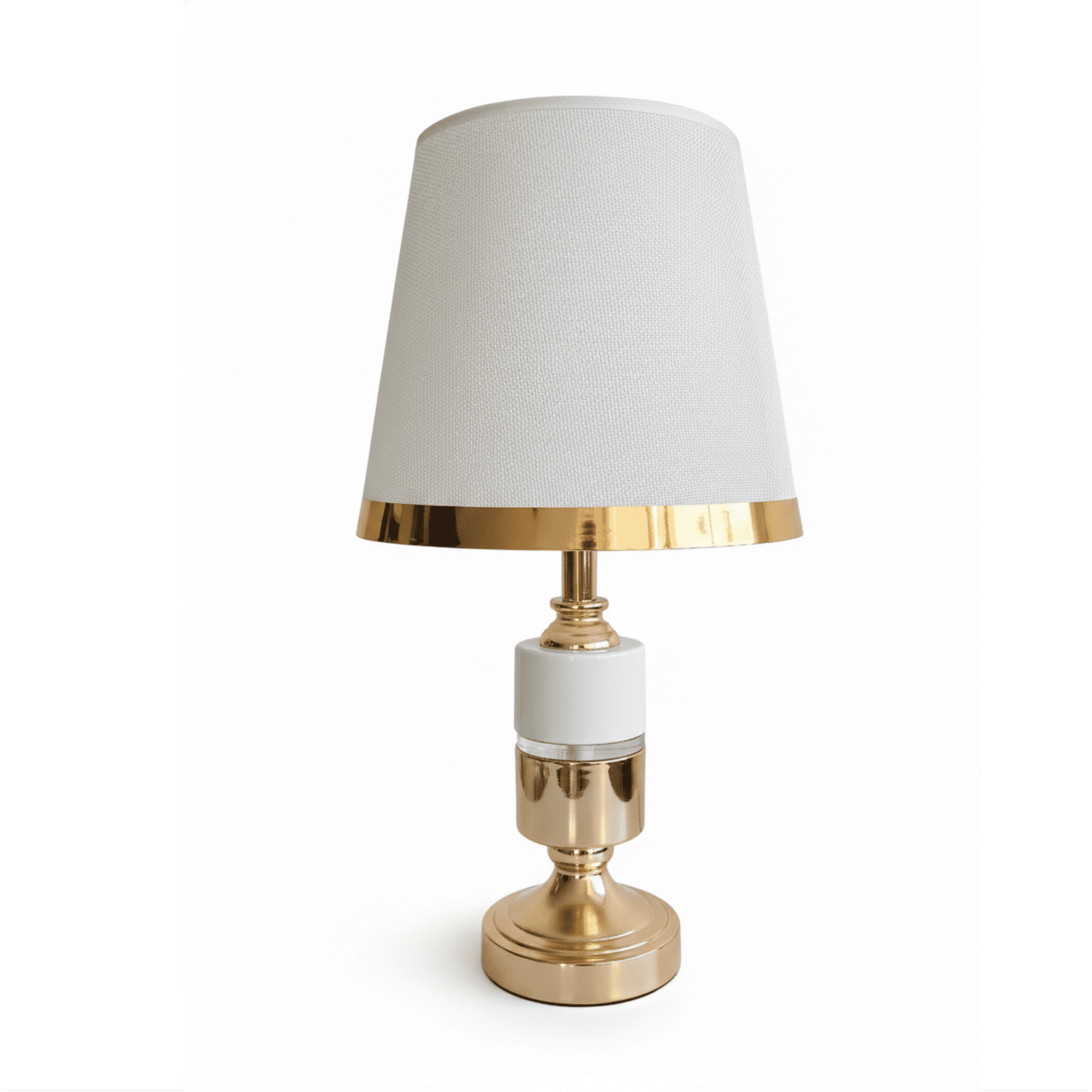 Genérica - Lámpara De Velador Mesa Decoración Dormitorio Living Blanca Con Dorado Minimalista E27