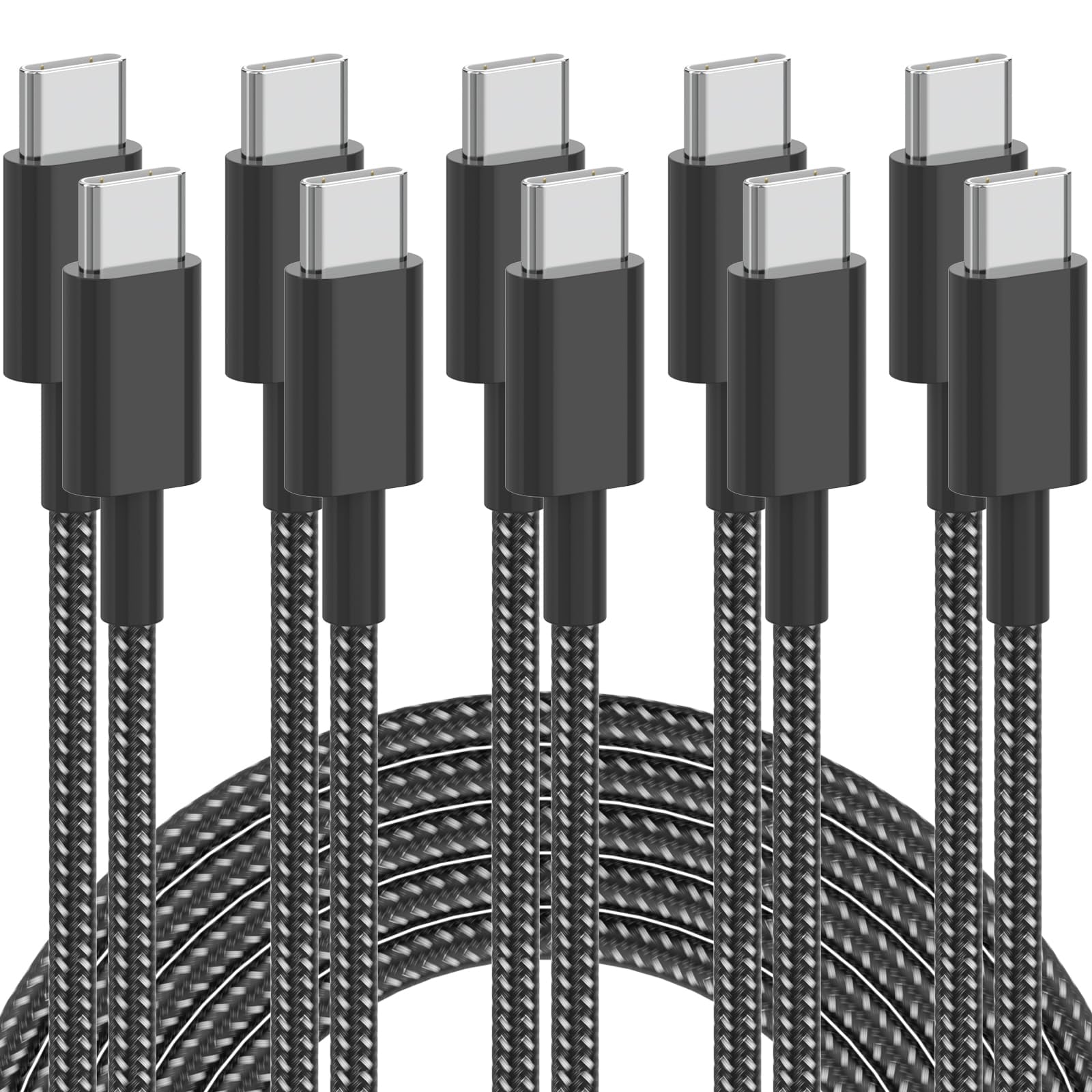 Cable Usb-c Plnhixt, Paquete De 5, 1,8 M, 60 W, Trenzado De Nailon