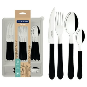 Tramontina Juego Cubiertos 25 Piezas Leme Negro