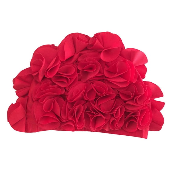 Gorro De Natación Pétalos Florales Trendy Beach Gorros De Natación Para Niñas Jóvenes Mujeres Rojo