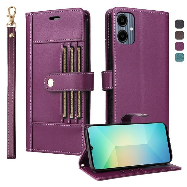 FOXDOCK Funda tipo Cartera para Samsung Galaxy A06 – Cubierta de Cuero PU con Múltiples Ranuras, Bolsillo para Efectivo y Correa de Muñeca
