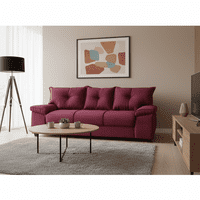 Intermuebles - Sofá Fortaleza 3 Cuerpos Tela Burdeo