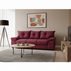 Intermuebles - Sofá Fortaleza 3 Cuerpos Tela Burdeo