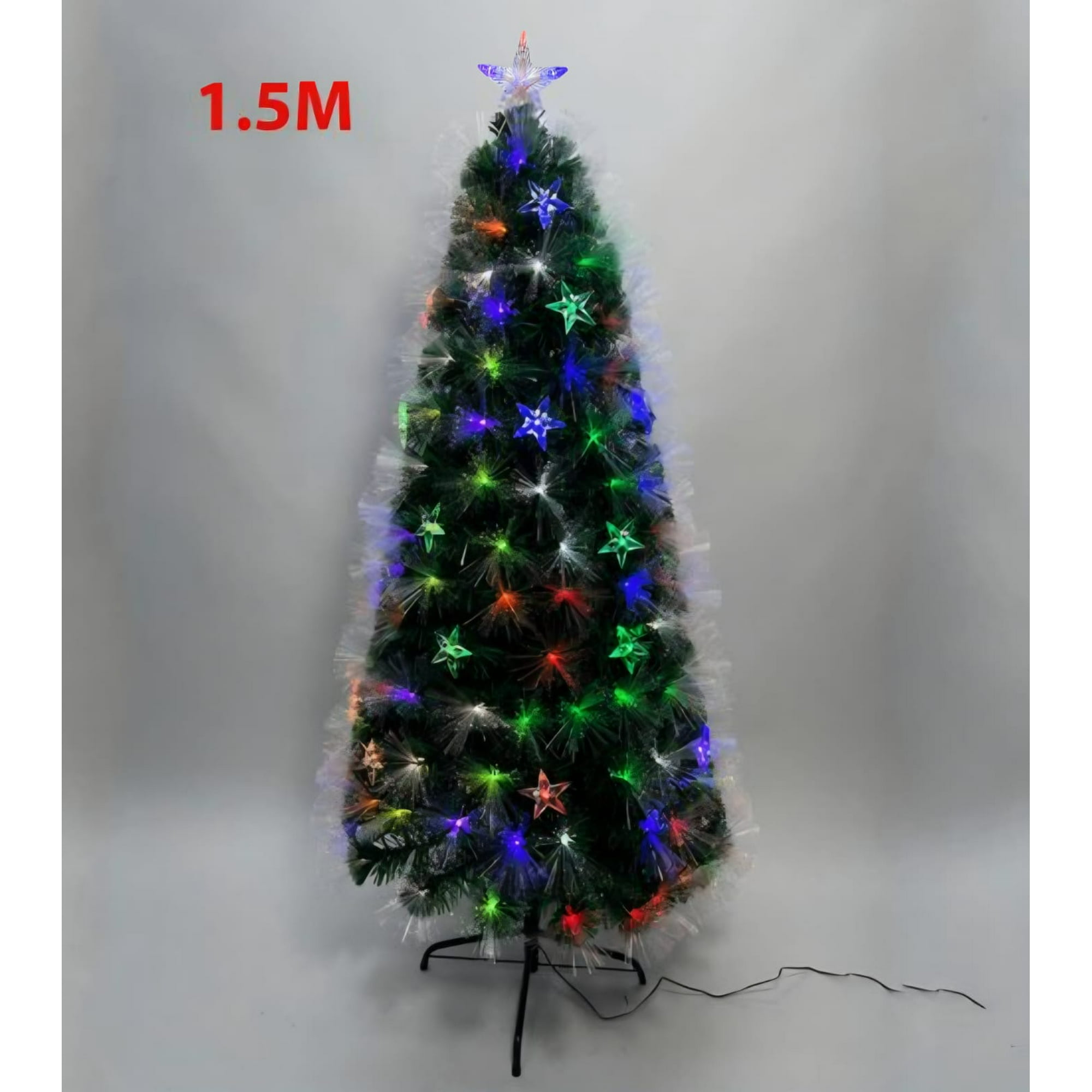 Aladdins Shop - Arbol De Navidad Artificial Con Estrellas Y Luz Led De Fibra 150cm