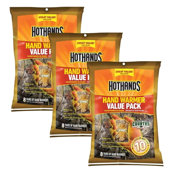 Calentadores de manos HotHands paquete de 24 con camuflaje y calor natural