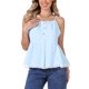 thumbnail image 1 of INSPIRE CHIC Tops con Botones al Frente a Rayas para Mujeres Regreso a Clases Tirantes Ajustables con Volantes y Ribete de Encaje Top de Tirantes L Azul, 1 of 6