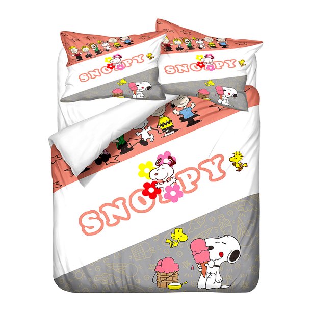Snoopy creative cute cartoon Bed Cover Set Baby Duvet Bed Linen 3 d Children Bedding Set 3-Piece 1 Bed Cover King Size Bed Sheets