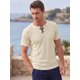 thumbnail image 4 of INSPIRE CHIC Camiseta de Hombre de Waffle de Manga Corta Ligera para Verano Talla L Beige, 4 of 5