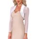 thumbnail image 4 of Chaqueta de Satén para Vestidos de Noche de Mujer Malla Formal Cubierta Abierta Frente Manga Larga Bolero Corto S Blanco, 4 of 6