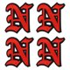 thumbnail image 1 of Uxcell Parches de Letras Góticas para Planchar, Parches de Letras N de 2", Alfabeto Bordado de la A a la Z, Rojo Negro, 4 piezas, 1 of 7