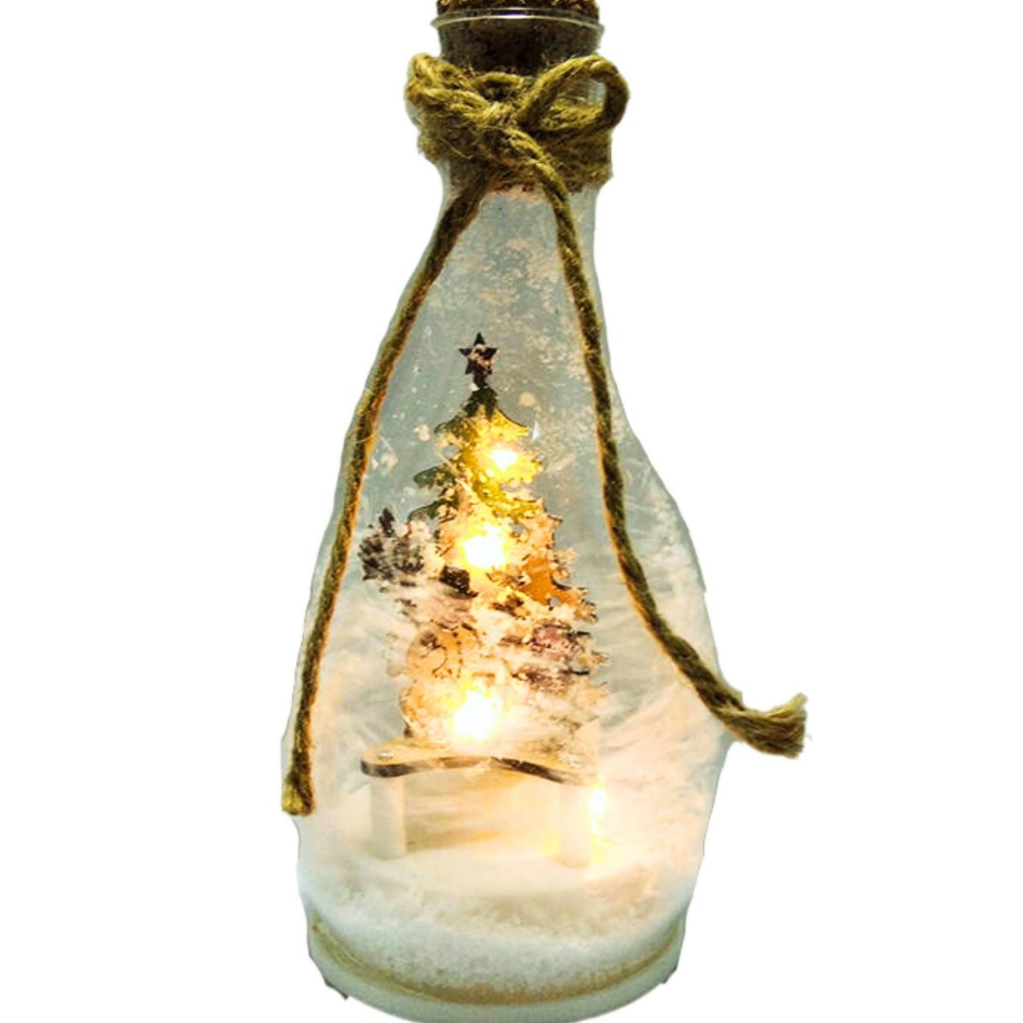 Bohemik - Adorno Navidad Blanco Boho, Luminoso Con Nieve En Movimiento