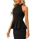 thumbnail image 4 of INSPIRE CHIC Blusa Peplum sin Mangas de Verano para Mujer con Cuello Halter y Pliegues, Talla L, Negro, 4 of 6