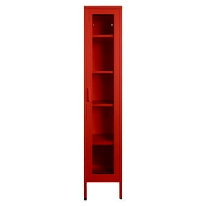I Love Lockers - Estante Tipo Locker Con Puerta De Vidrio Y 4 Repisas Ajustables - Rojo Guinda