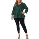 thumbnail image 2 of Agnes Orinda Blusa de Mujer Talla Grande con Cuello en V y Mangas al Codo 3/4 Estampado Botánico Camiseta Túnica Casual Elegante 2X Verde Oscuro, 2 of 6