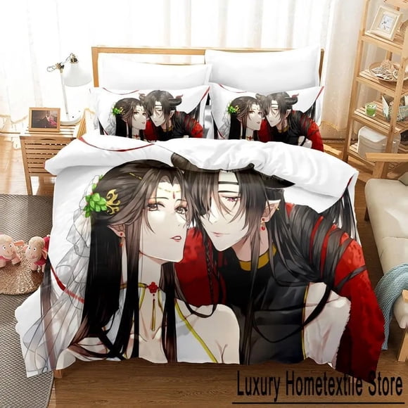 New Heaven Official's Blessing Tian Guan Ci Fu Bedding Set three-piece set Adult Kid Bedroom Duvet cover Sets Bed Sheets