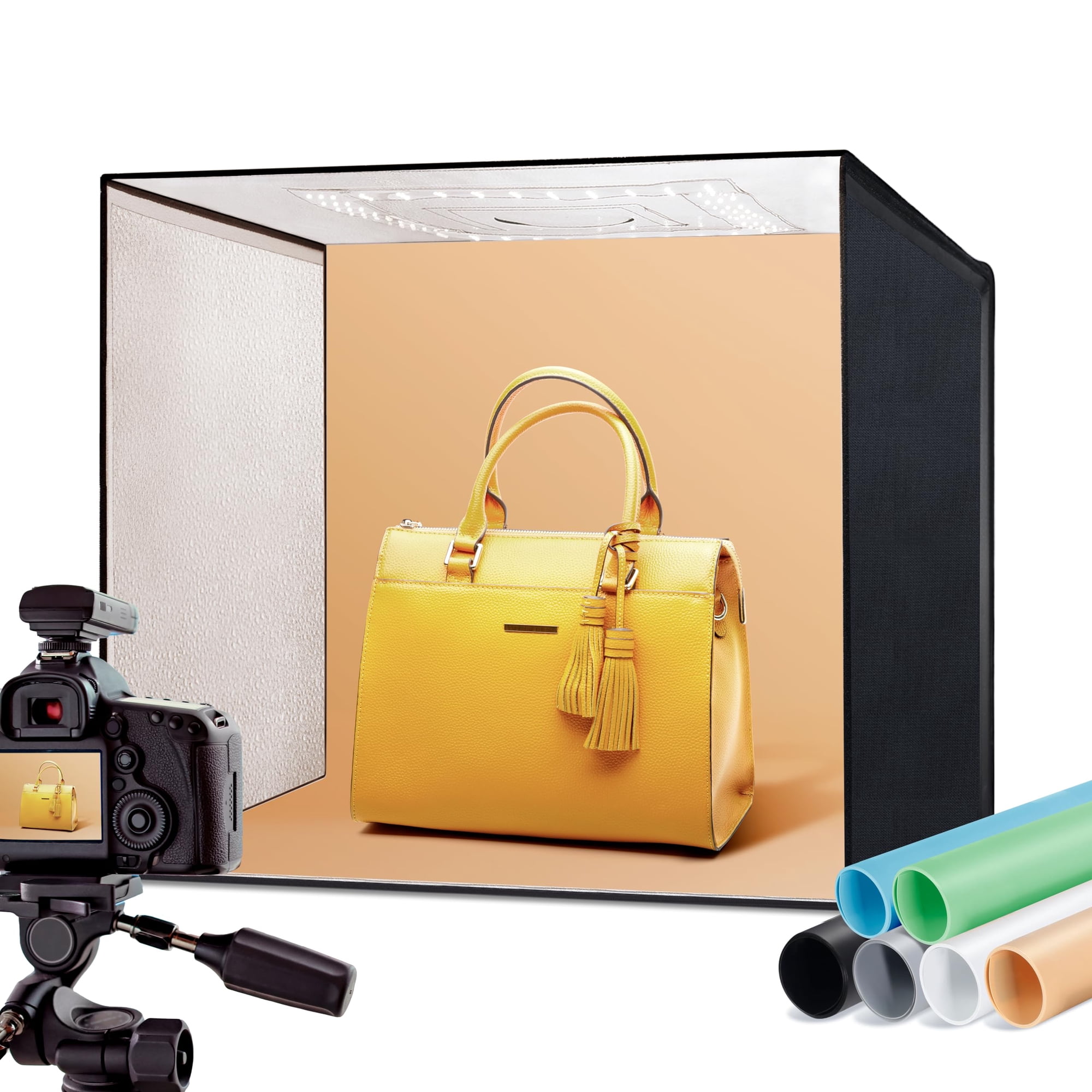 Caja De Luz Para Estudio Fotográfico Raleno De 50 W, 20 X 20 Pulgadas, Con 6 Fondos