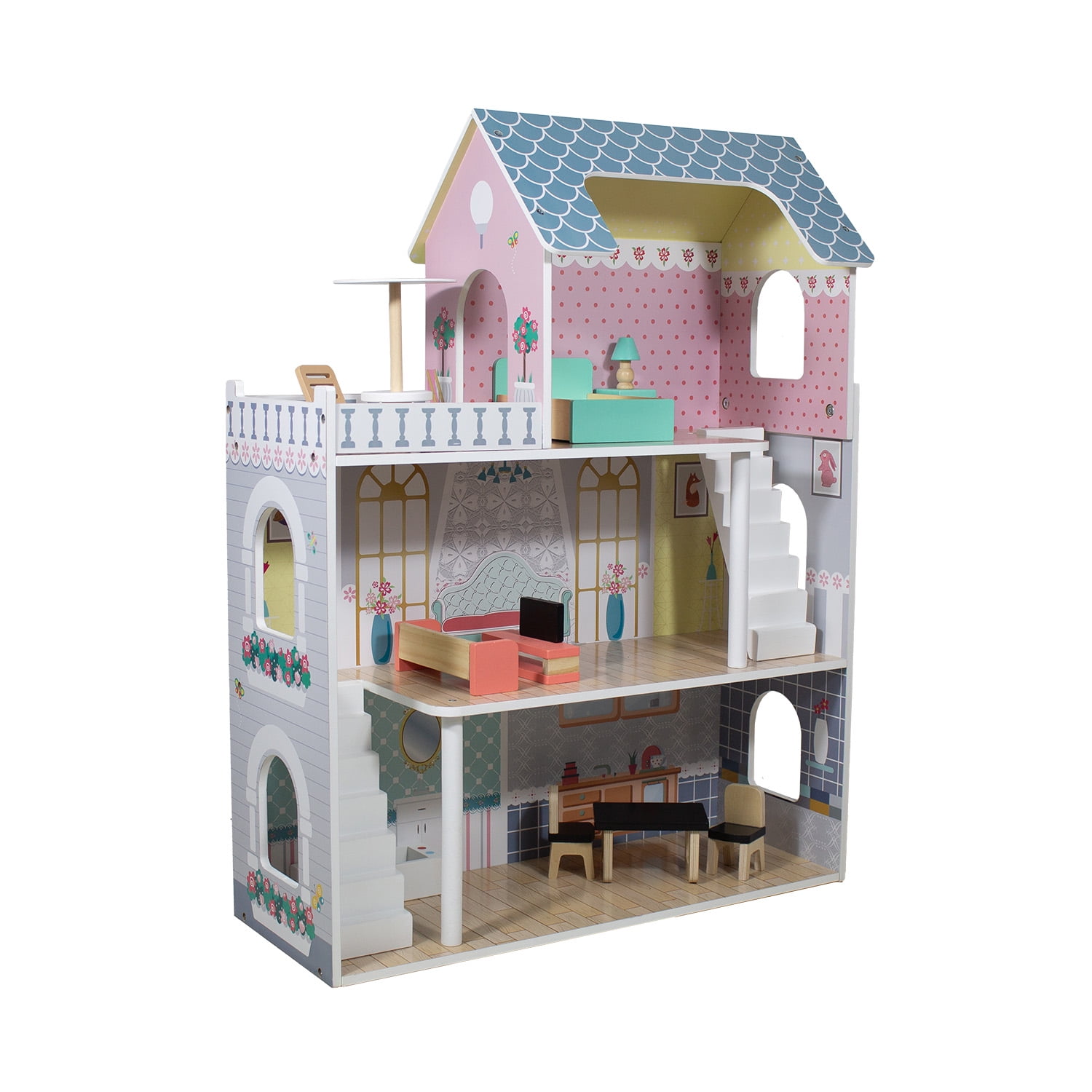 Bebesit - Casa De Muñecas + Muebles Madera Montessori Princesas