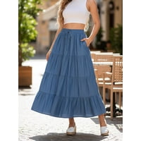 Flix Spa - Falda Larga Mezclilla Mujer Plisada Calidad Premium