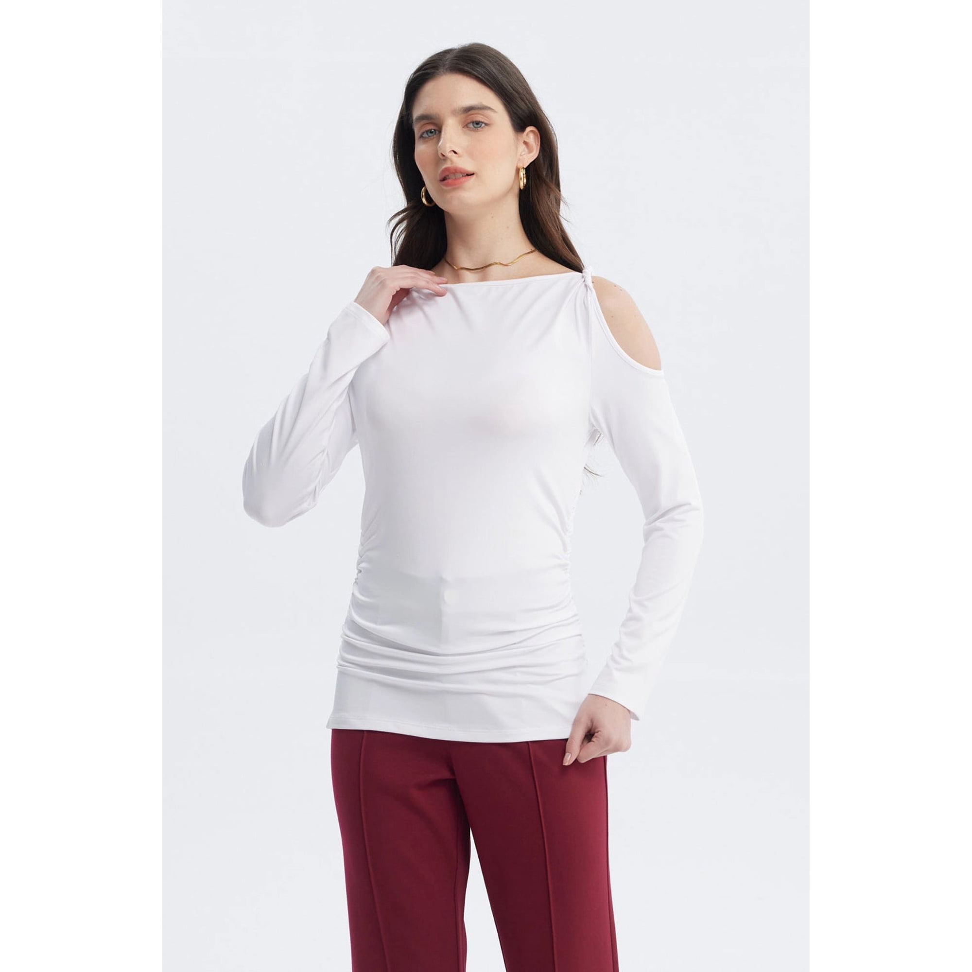 Fashionspark - Polera Mujer Aplicación Nudo Hombro Crudo