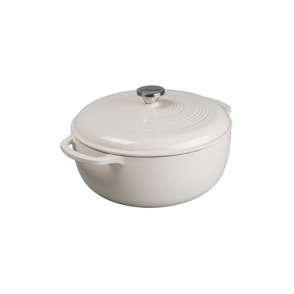Dutch Oven Lodge de hierro fundido esmaltado de 7.5 cuartos de galón, color blanco ostra