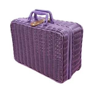 Bothyi - Maleta Tejida Con Asa Maleta De Picnic Portátil Para Salidas A Casa Escritorio Violeta Xl