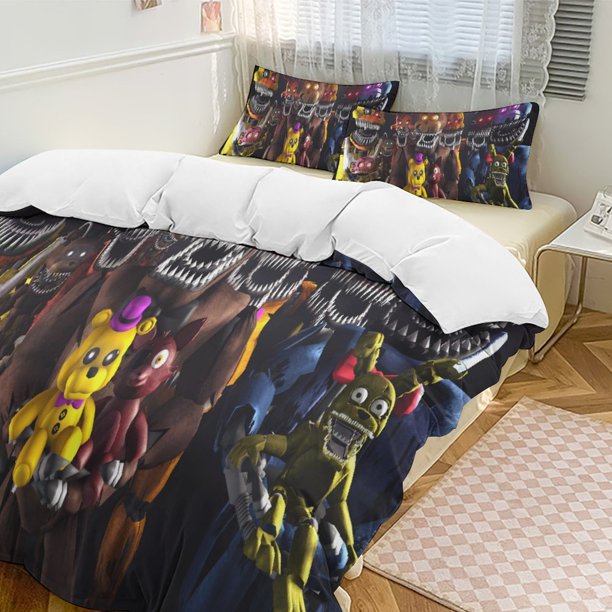 Five Nightat Freddy Quilt Set Thicken Soft 3 Pieces Bedding Set All Season Duvet Cove with 2 Pillowcases for Adult Women Girls Teens Home Room Decor