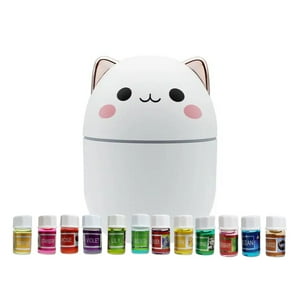 Disparo - Pack Humidificador Diseño Gato Blanco + 12 Esencias Aromaticas