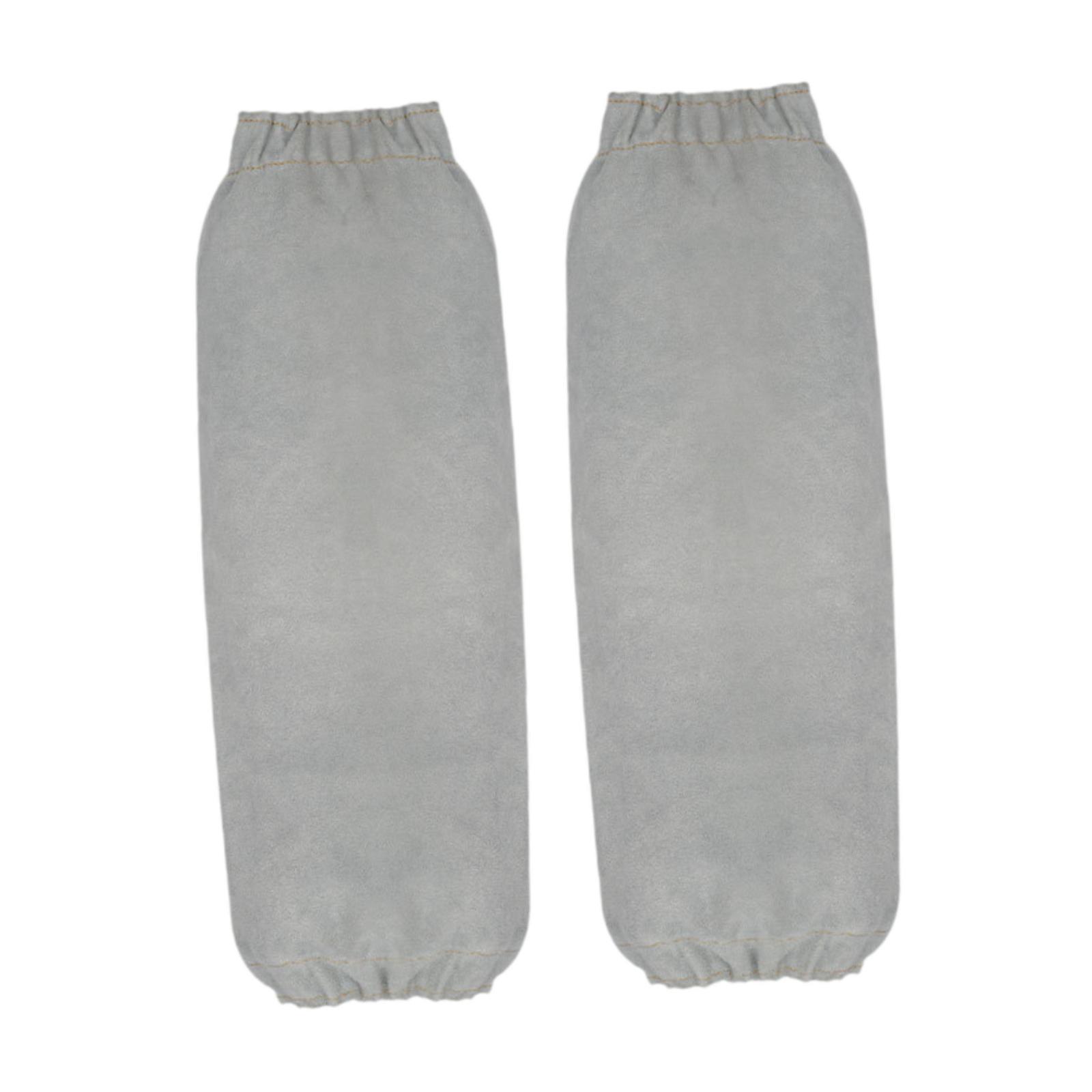 Ioensy - Mangas De Soldadura De Cuero Puños Elásticos Fundas De Protección De Brazos Para Metalurgia Gris
