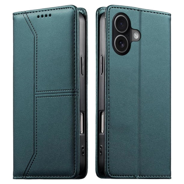 Funda tipo cartera con bloqueo RFID para iPhone 17 cubierta magnética de cuero con tapa y soporte Verde