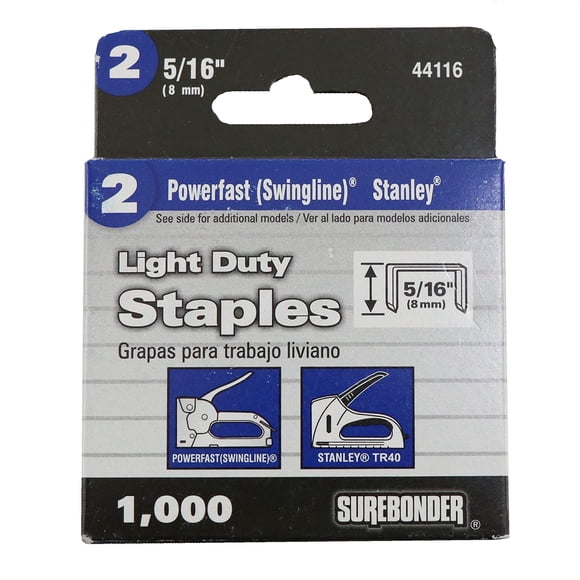 Grapas Surebonder 44116 para uso ligero, pata de 5/16" y 1000 piezas