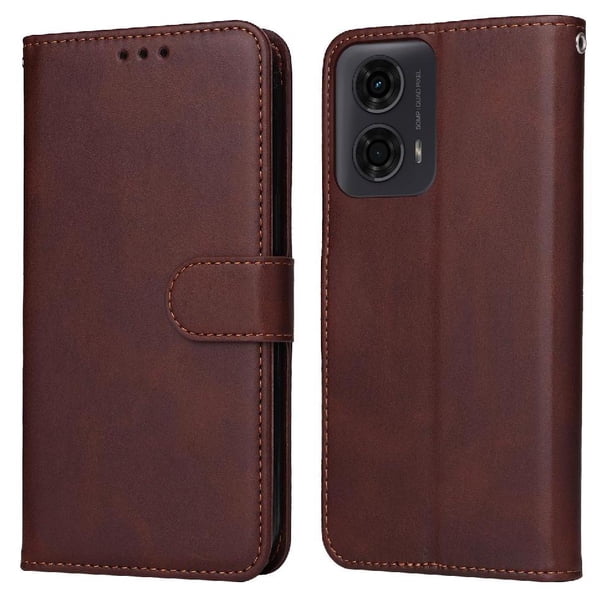 Funda Billetera para Motorola Moto G24 con Porta Tarjetas y Soporte Ajustable Marrón