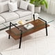 thumbnail image 1 of Rectangle Coffee Table, Tempered Glass Tabletop with Black Metal Legs, Modern Table for Living Room , Transparent Glass, 1 of 3