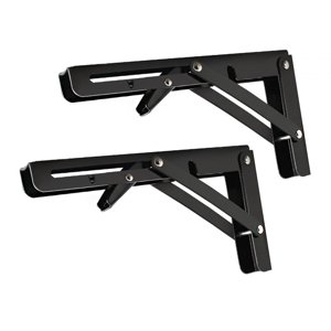 Magideal - 2 Soportes Plegables Para Estantes, Soporte De Estante Plegable Para Ahorrar Espacio, Soporte De Estante De Metal, Soporte De Ángulo Plegable Triangul , Negro 18 Pulgadas